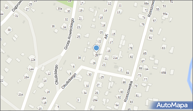 Rudnik nad Sanem, Armii Krajowej, 26, mapa Rudnik nad Sanem