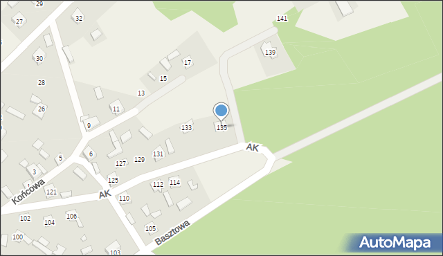 Ryczów, Armii Krajowej, 135, mapa Ryczów