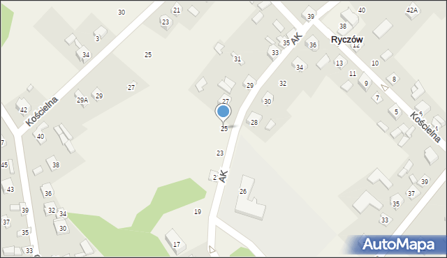 Ryczów, Armii Krajowej, 25, mapa Ryczów