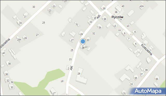 Ryczów, Armii Krajowej, 28, mapa Ryczów