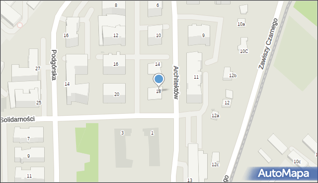 Rzeszów, Architektów, 18, mapa Rzeszów