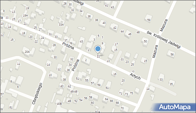 Siedlce, Artych Sabiny, 11, mapa Siedlce