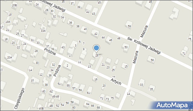 Siedlce, Artych Sabiny, 15, mapa Siedlce