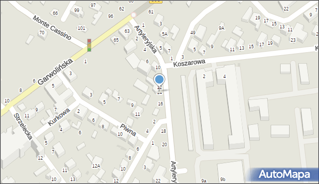 Siedlce, Artyleryjska, 14, mapa Siedlce
