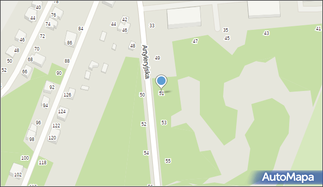 Siedlce, Artyleryjska, 51, mapa Siedlce