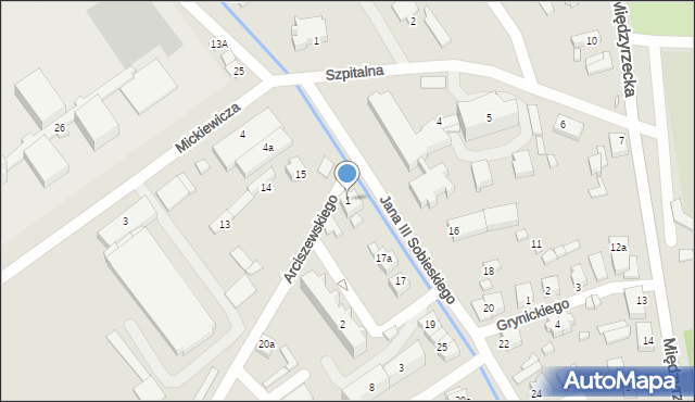 Skwierzyna, Arciszewskiego, gen., 1, mapa Skwierzyna