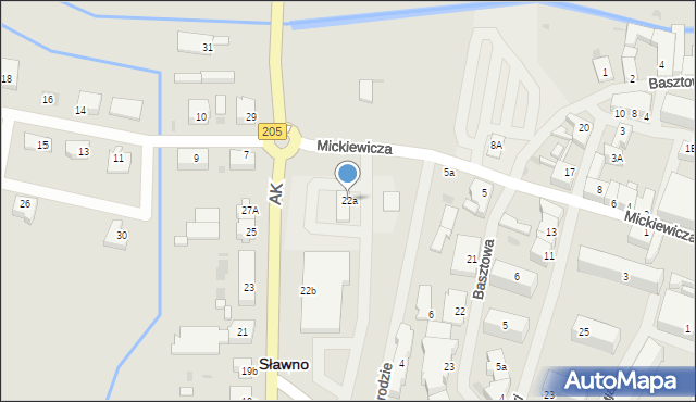 Sławno, Armii Krajowej, 22a, mapa Sławno