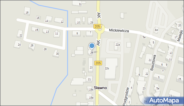 Sławno, Armii Krajowej, 25, mapa Sławno