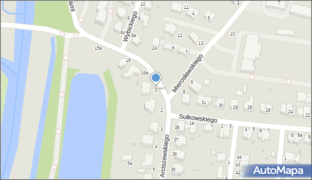 Słupsk, Arciszewskiego Krzysztofa, 1, mapa Słupska