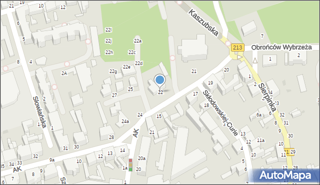 Słupsk, Armii Krajowej, 22, mapa Słupska