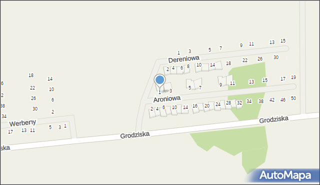 Stara Wieś, Aroniowa, 1, mapa Stara Wieś