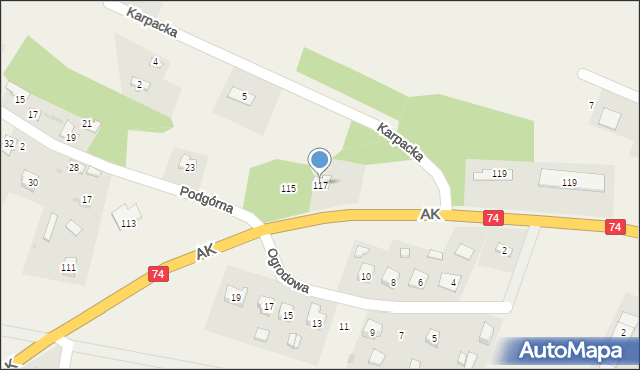 Strzyżów, Armii Krajowej, 117, mapa Strzyżów