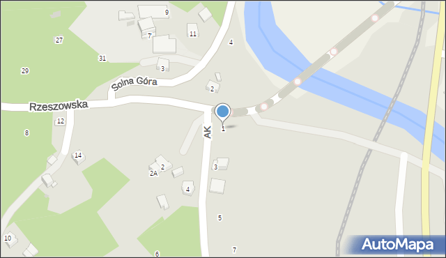 Strzyżów, Armii Krajowej, 1, mapa Strzyżów