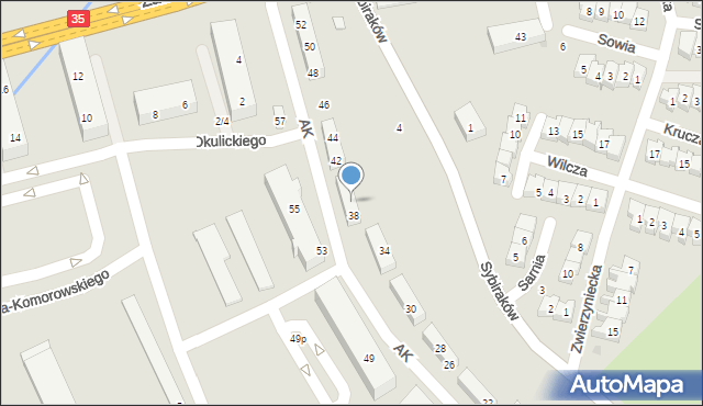 Świdnica, Armii Krajowej, 40, mapa Świdnicy