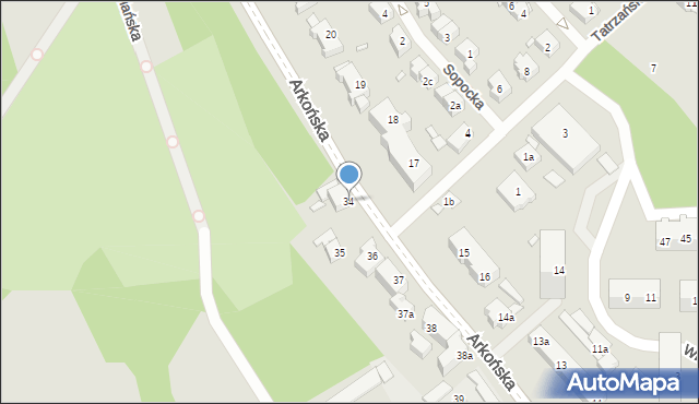 Szczecin, Arkońska, 34, mapa Szczecina
