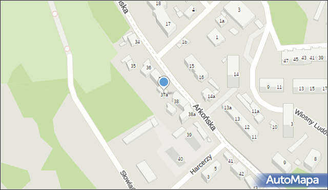 Szczecin, Arkońska, 37a, mapa Szczecina