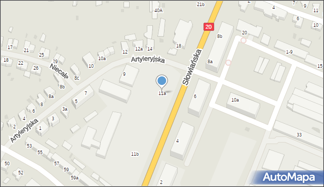 Szczecinek, Artyleryjska, 11a, mapa Szczecinek