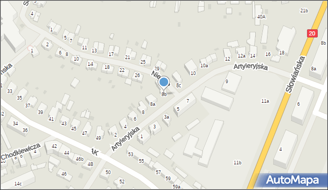 Szczecinek, Artyleryjska, 8b, mapa Szczecinek