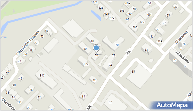 Tczew, Armii Krajowej, 76, mapa Tczew