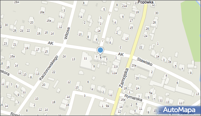 Tomaszów Lubelski, Armii Krajowej, 5, mapa Tomaszów Lubelski