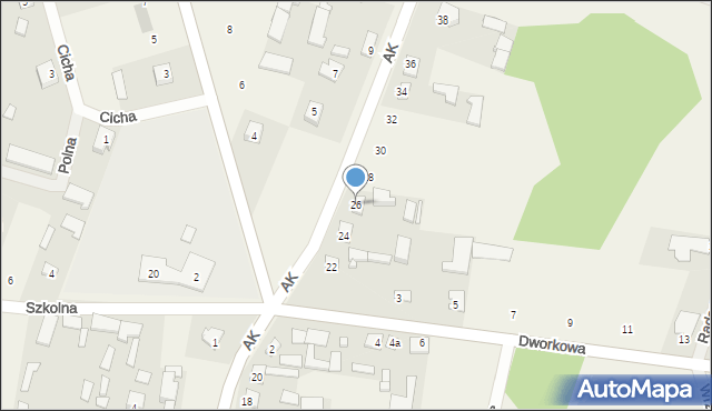 Turośń Dolna, Armii Krajowej, 26, mapa Turośń Dolna