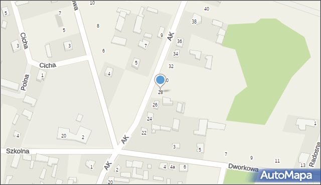 Turośń Dolna, Armii Krajowej, 28, mapa Turośń Dolna