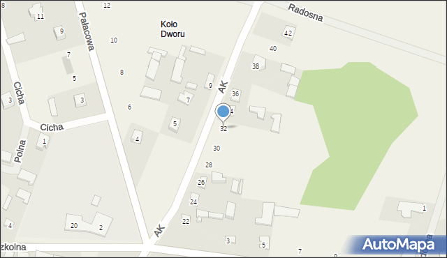 Turośń Dolna, Armii Krajowej, 32, mapa Turośń Dolna