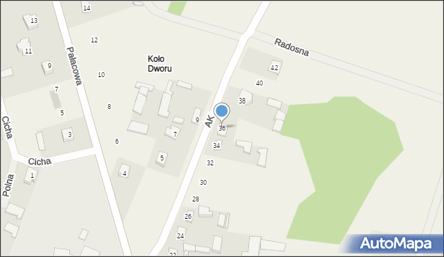 Turośń Dolna, Armii Krajowej, 36, mapa Turośń Dolna