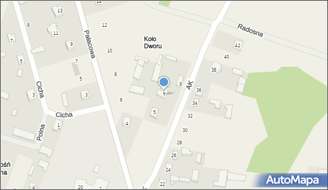 Turośń Dolna, Armii Krajowej, 7, mapa Turośń Dolna