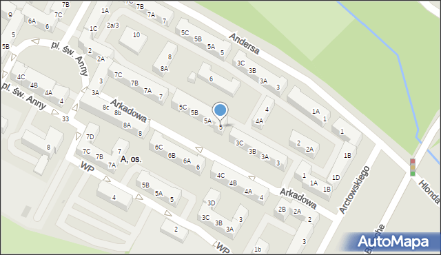 Tychy, Arkadowa, 5, mapa Tychów