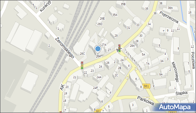 Wałbrzych, Armii Krajowej, 26A, mapa Wałbrzycha