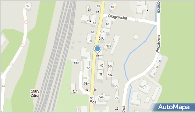 Wałbrzych, Armii Krajowej, 62, mapa Wałbrzycha