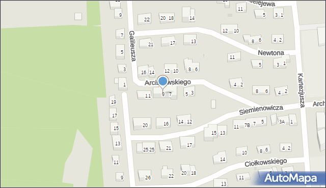 Warszawa, Arciszewskiego Krzysztofa, 9, mapa Warszawy
