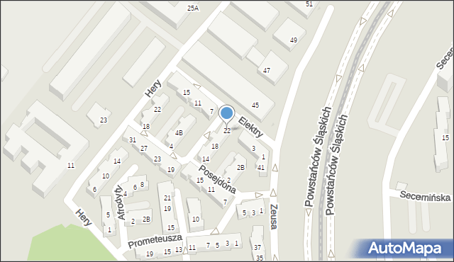 Warszawa, Artemidy, 22, mapa Warszawy