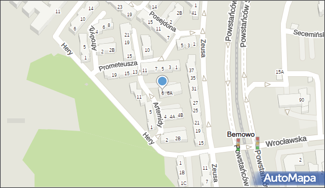 Warszawa, Artemidy, 6, mapa Warszawy