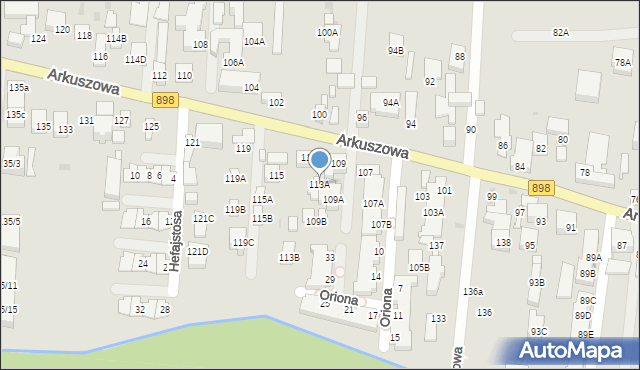 Warszawa, Arkuszowa, 113A, mapa Warszawy
