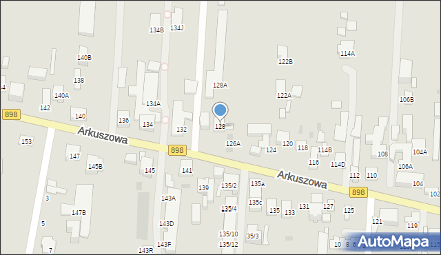 Warszawa, Arkuszowa, 128, mapa Warszawy