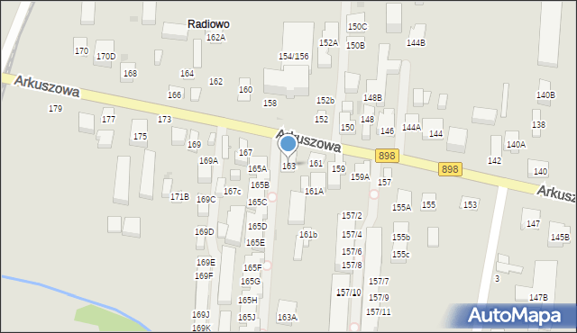 Warszawa, Arkuszowa, 163, mapa Warszawy