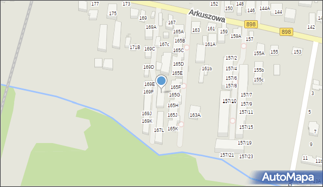 Warszawa, Arkuszowa, 167G, mapa Warszawy