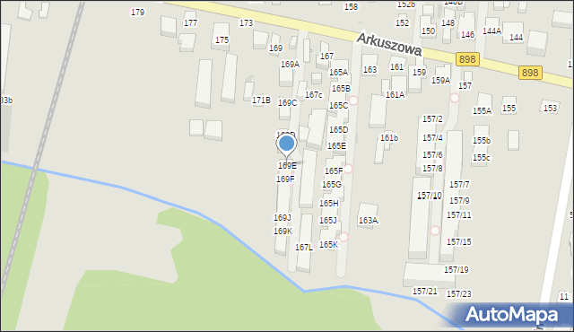 Warszawa, Arkuszowa, 169E, mapa Warszawy