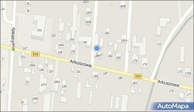Warszawa, Arkuszowa, 186, mapa Warszawy