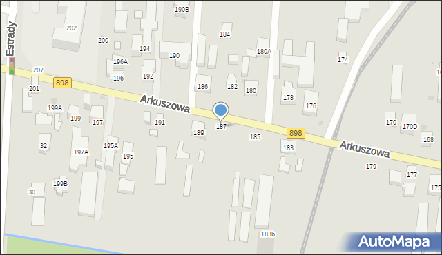 Warszawa, Arkuszowa, 187, mapa Warszawy