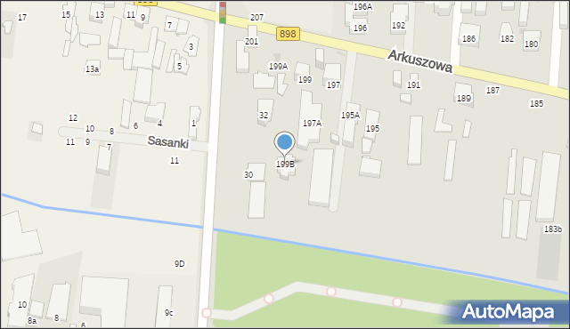 Warszawa, Arkuszowa, 199B, mapa Warszawy