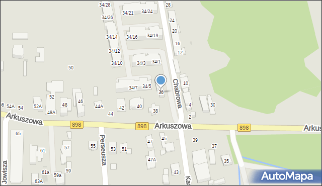 Warszawa, Arkuszowa, 36, mapa Warszawy