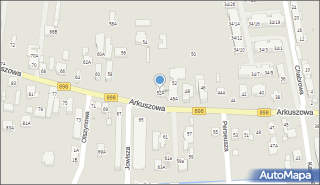 Warszawa, Arkuszowa, 52A, mapa Warszawy