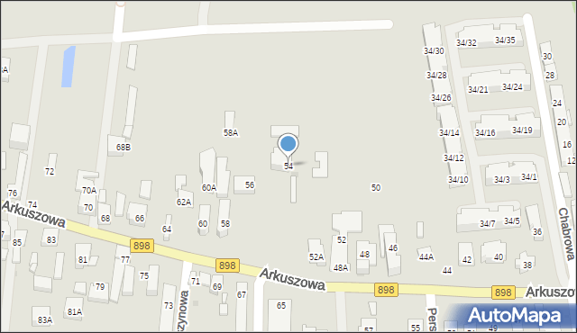 Warszawa, Arkuszowa, 54, mapa Warszawy