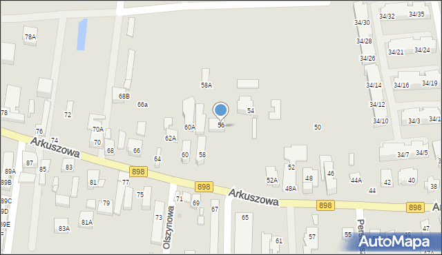 Warszawa, Arkuszowa, 56, mapa Warszawy