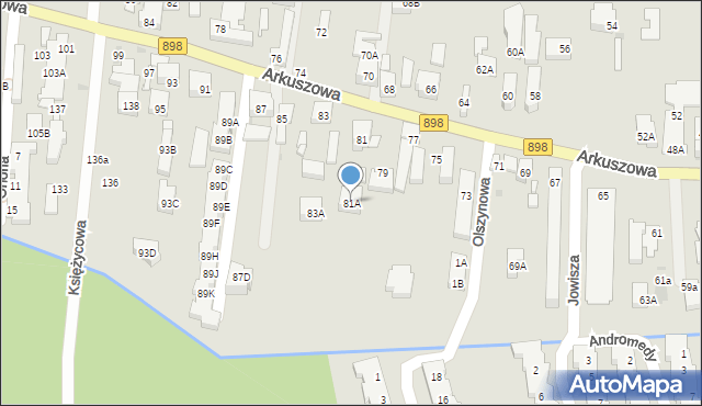 Warszawa, Arkuszowa, 81A, mapa Warszawy