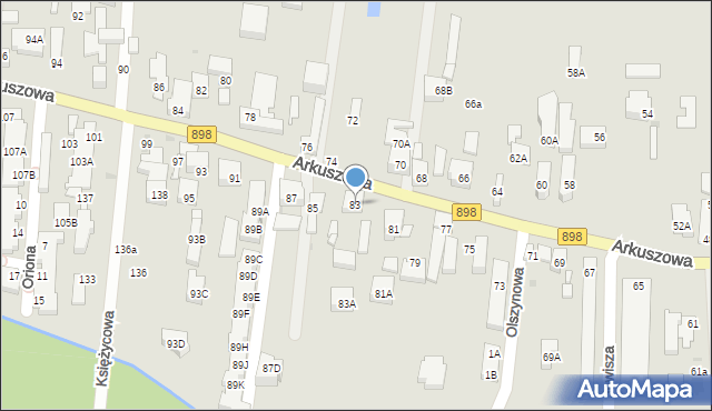 Warszawa, Arkuszowa, 83, mapa Warszawy