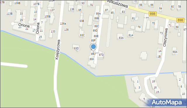 Warszawa, Arkuszowa, 89J, mapa Warszawy
